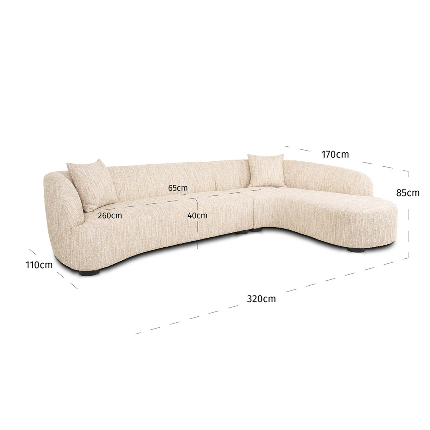 Pandora Sofa – Beige Angora (Right-Hand Lounge)