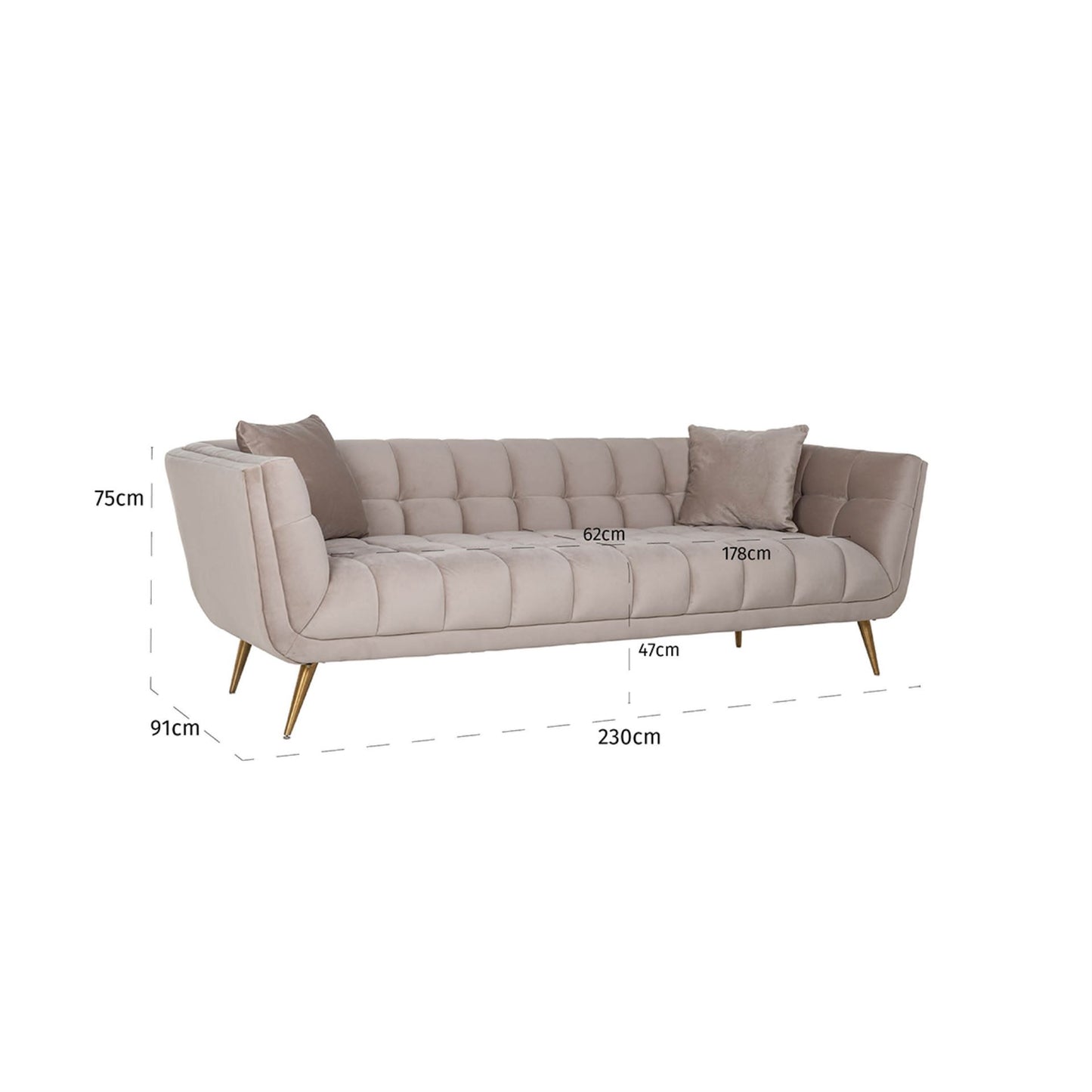Huxley Khaki 3 Seater Sofa