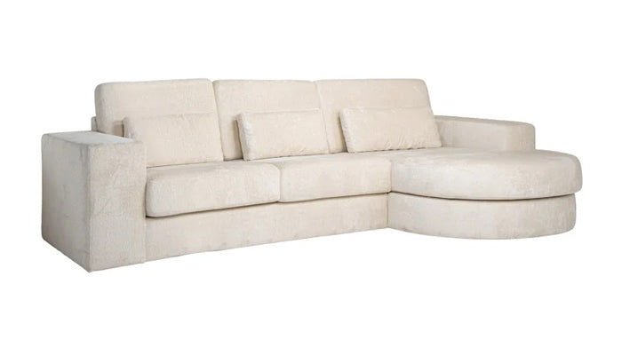 Felix Sofa White Chenille (2.5-Seater + Lounge Right)