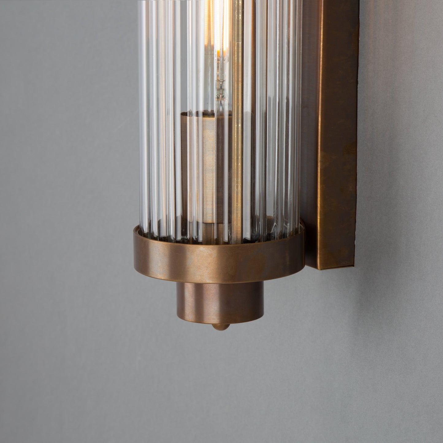 Louise Vintage Rippled Glass and Brass Bathroom Wall Light 47cm IP44