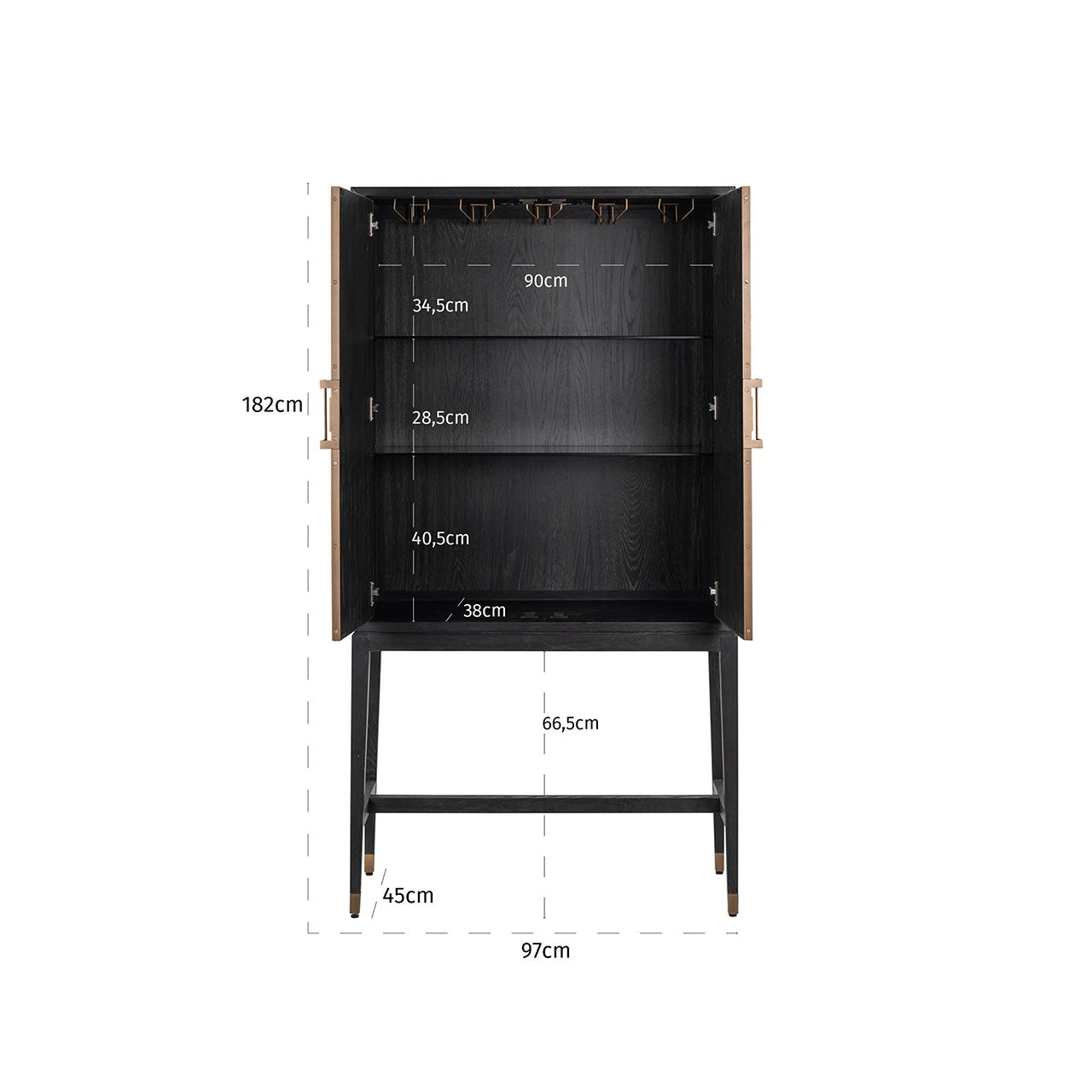 Bloomville Bar Cabinet Gold