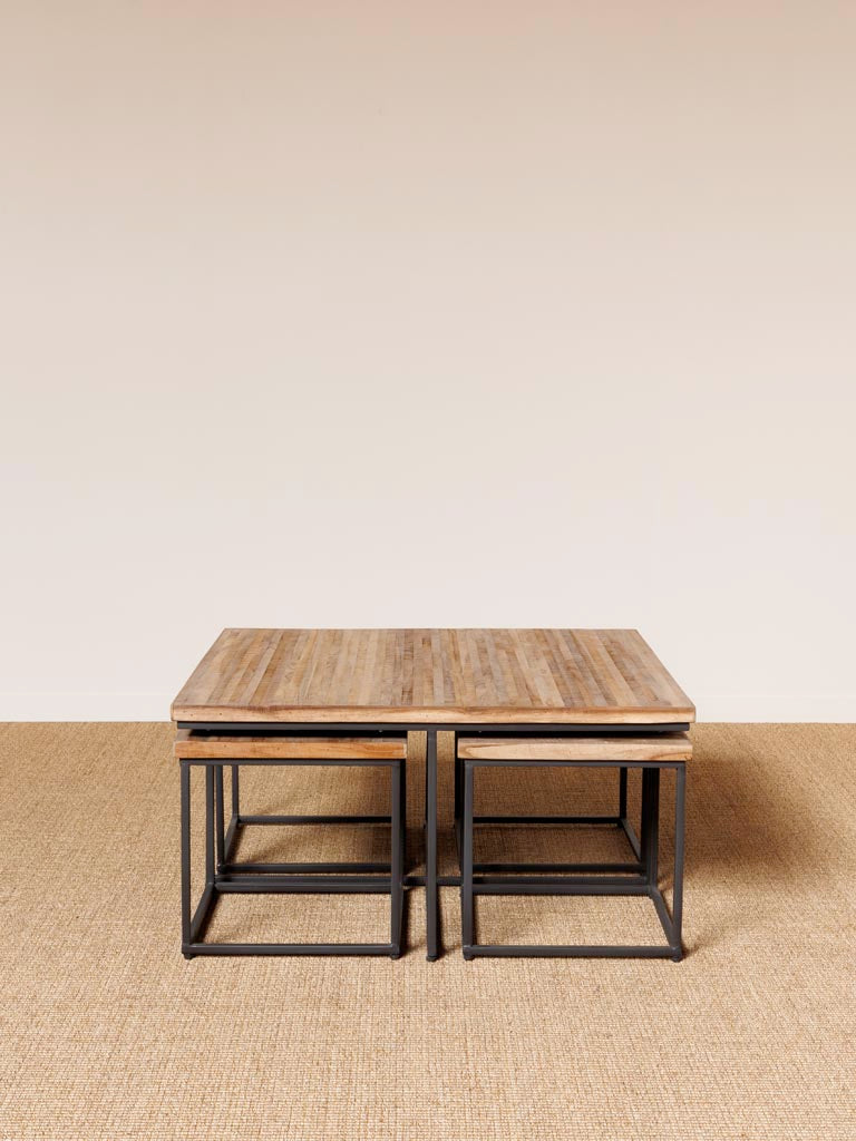 Coffee Table with 4 Stools Pocket
