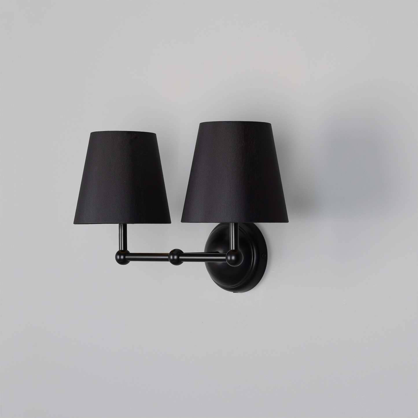 Busan Modern Brass Double Wall Light with Fabric Shades