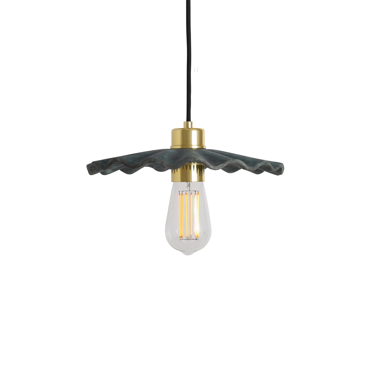 Kapok Organic Ceramic Pendant Light 27cm, Blue Earth