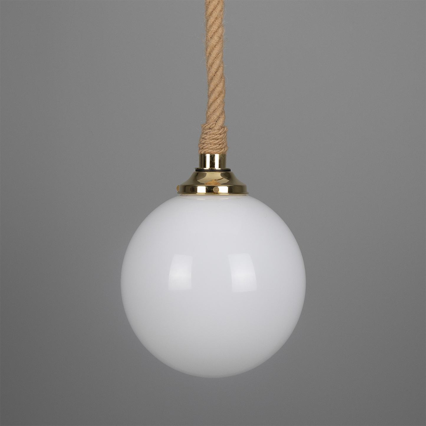 Azores Jute Rope Pendant Light with Opal Glass Globe 30cm IP44