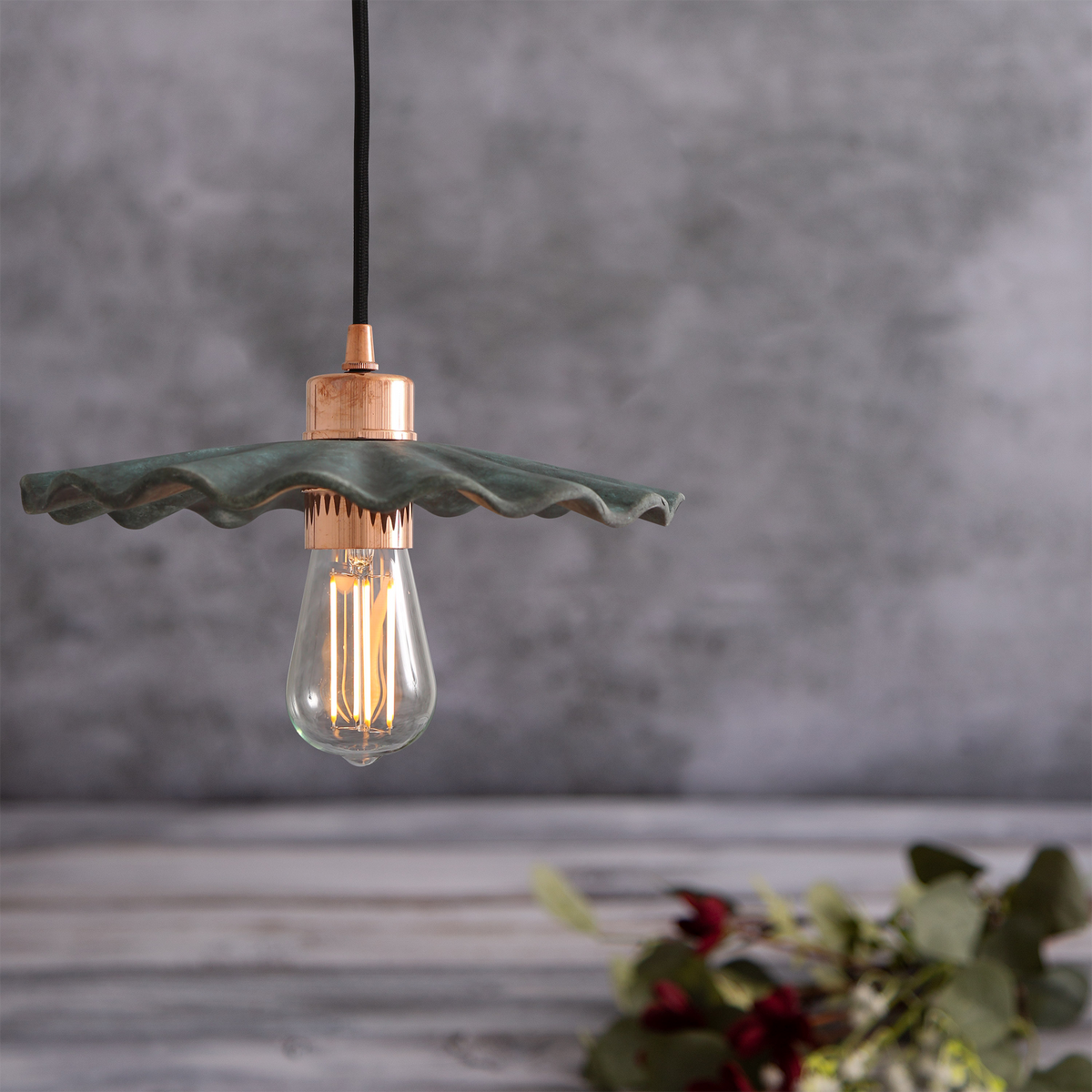 Kapok Organic Ceramic Pendant Light 27cm, Blue Earth
