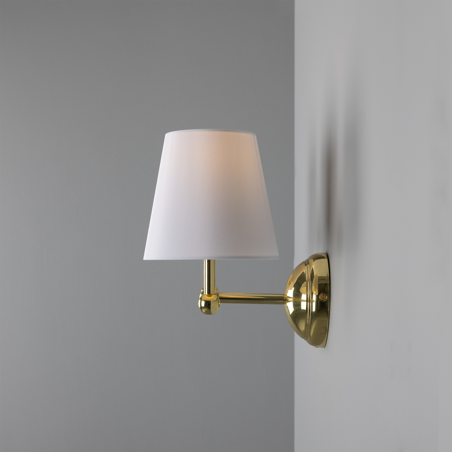 Busan Modern Brass Double Wall Light with Fabric Shades