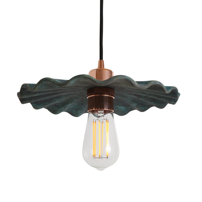 Kapok Organic Ceramic Pendant Light 27cm, Blue Earth