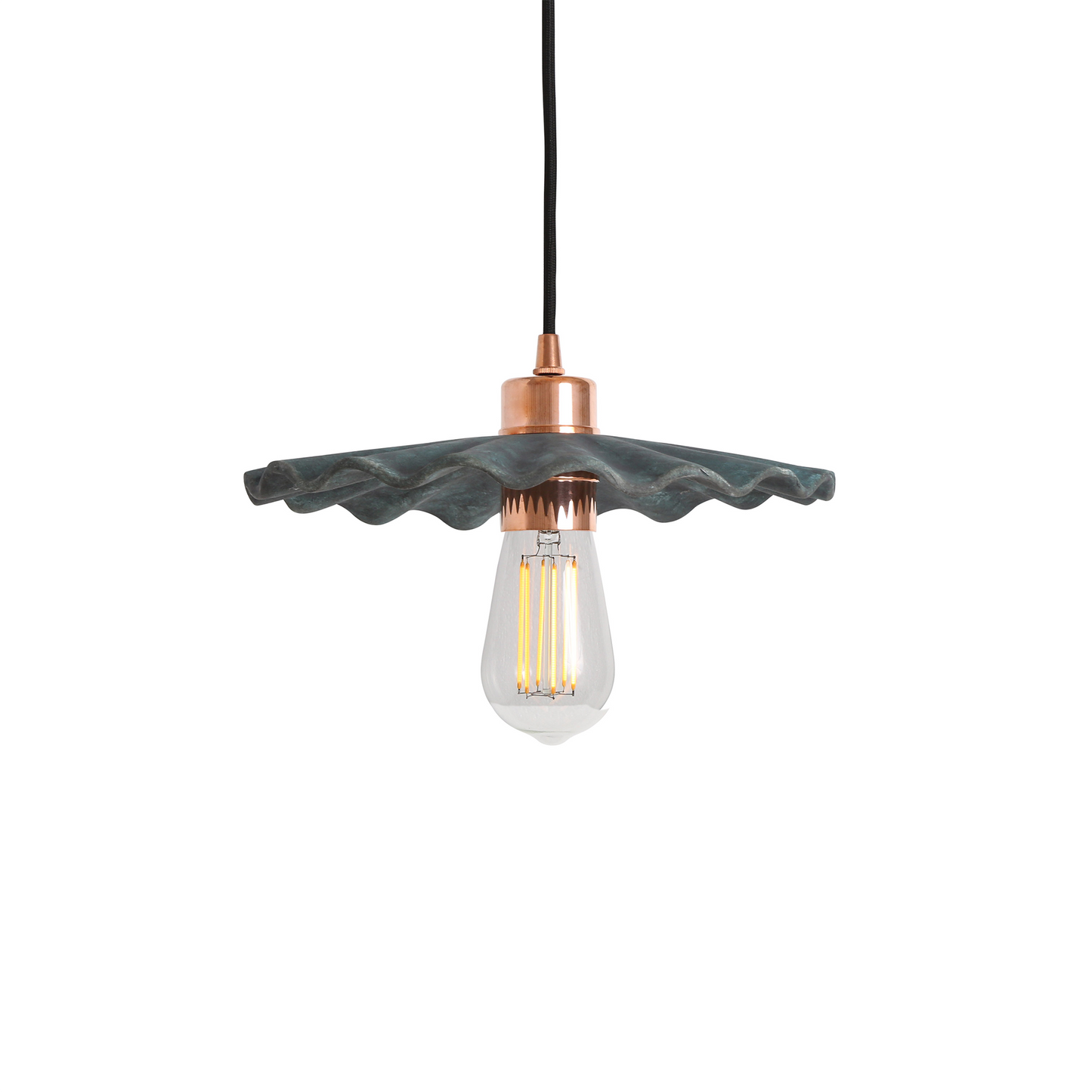 Kapok Organic Ceramic Pendant Light 27cm, Blue Earth