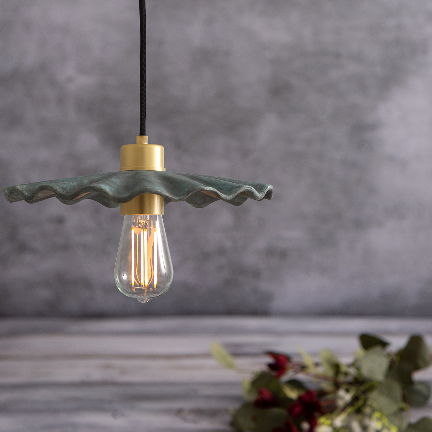 Kapok Organic Ceramic Pendant Light 27cm, Blue Earth