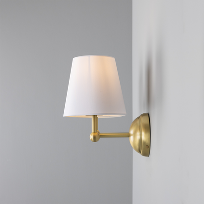 Busan Modern Brass Double Wall Light with Fabric Shades