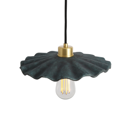 Kapok Organic Ceramic Pendant Light 27cm, Blue Earth