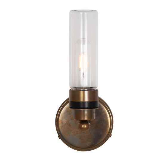 Firth Tube Glass and Brass Bathroom Wall Light 30cm IP65