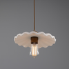 Kapok Organic Ceramic Pendant Light 27cm, Matte White Striped