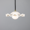 Rivale Pendant Light with Wavy Ceramic Shade, Matte White Striped