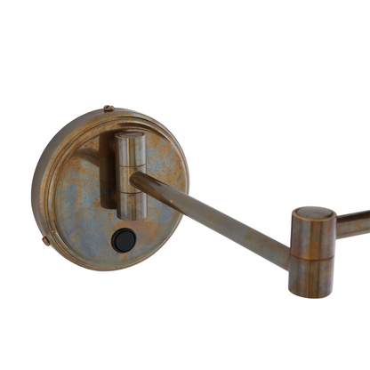 Kerry Swivel Arm Brass Wall Light with Fabric Shade