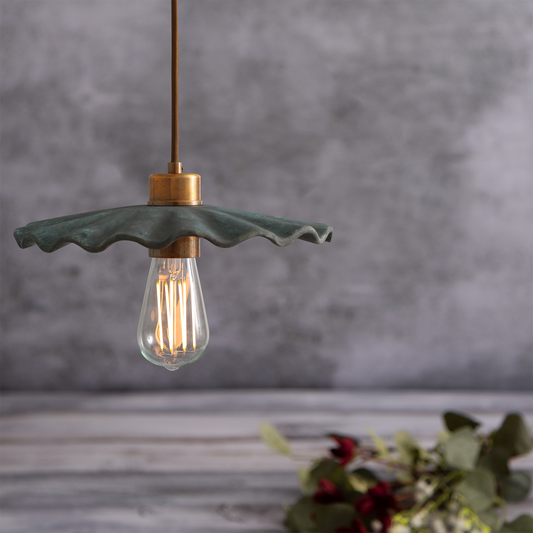 Kapok Organic Ceramic Pendant Light 27cm, Blue Earth