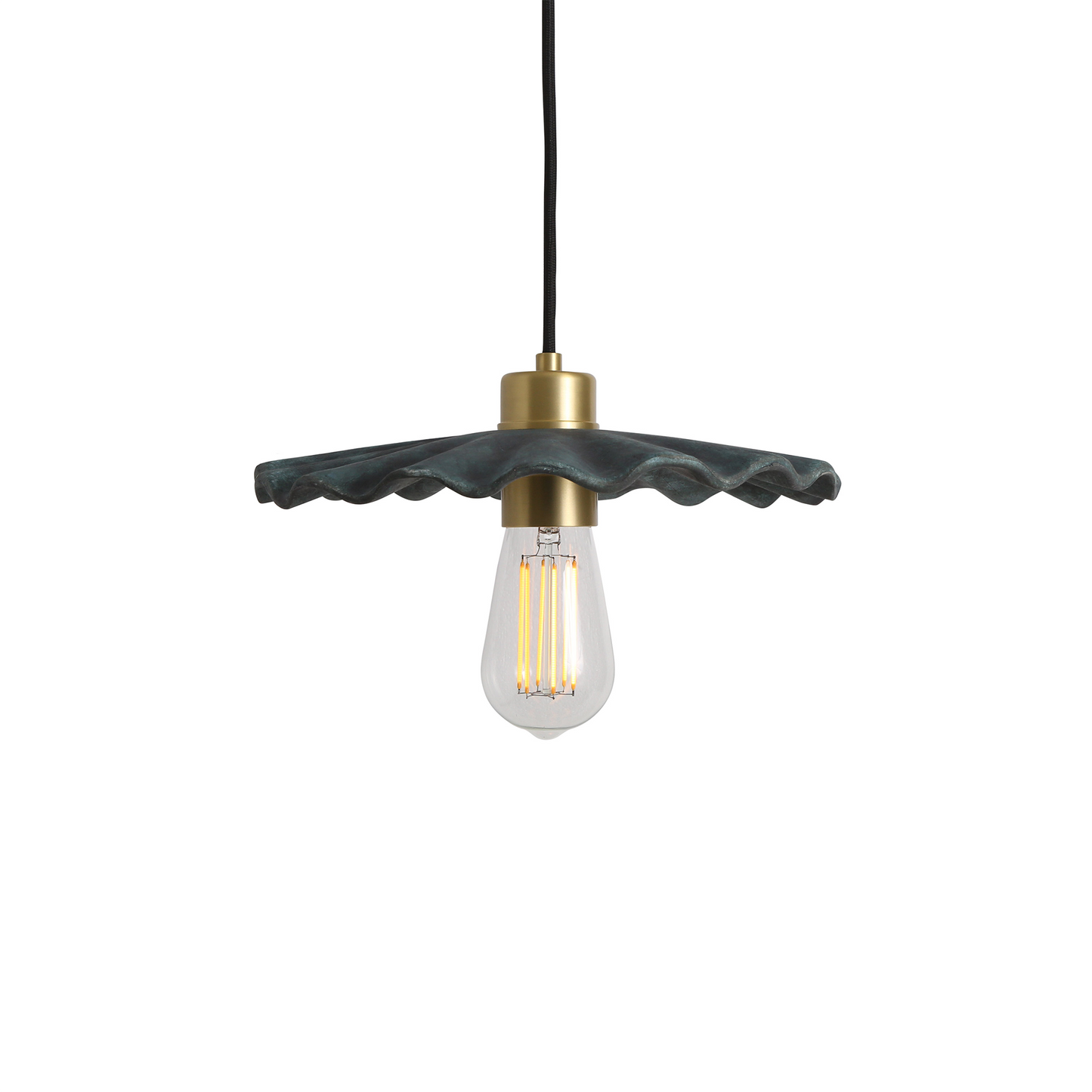 Kapok Organic Ceramic Pendant Light 27cm, Blue Earth