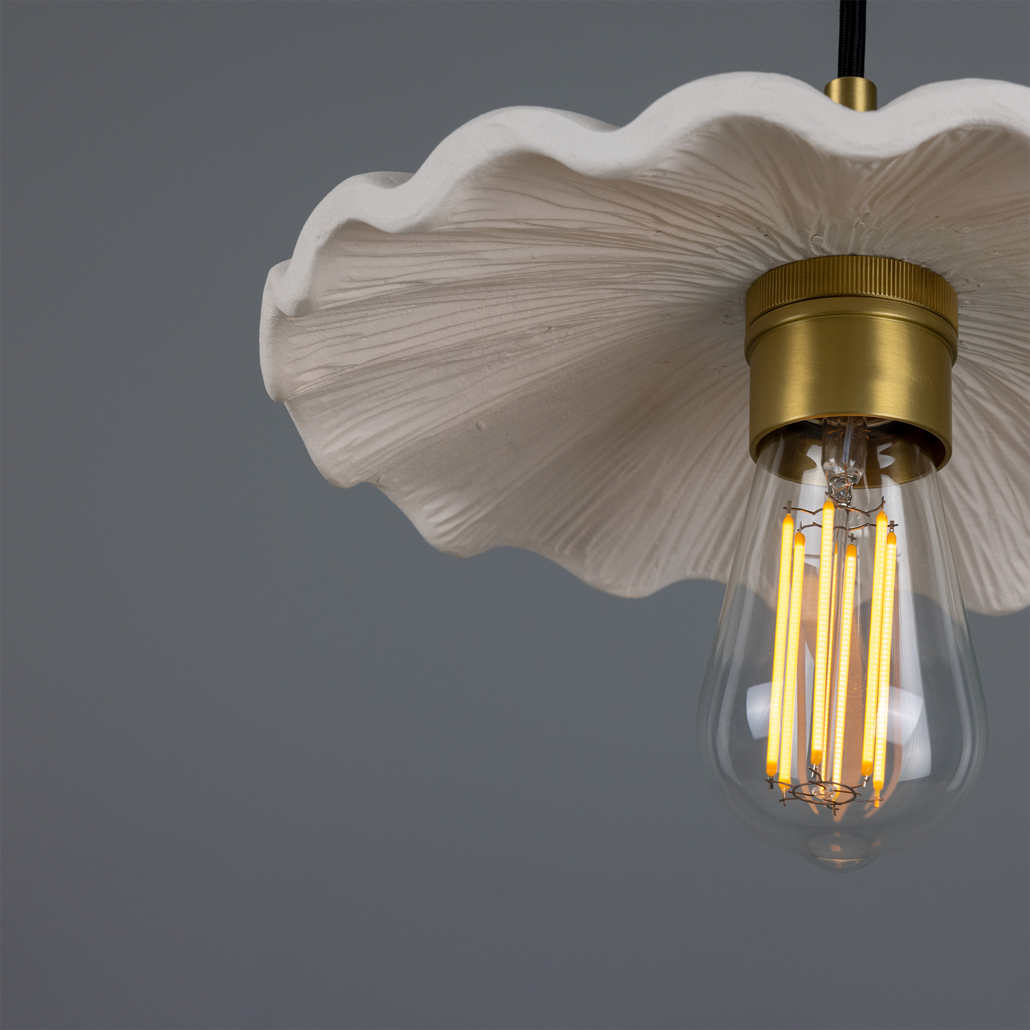 Kapok Organic Ceramic Pendant Light 27cm, Matte White Striped