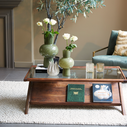 Yuki Acacia Wood & Glass Coffee Table