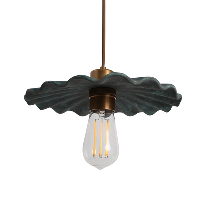 Kapok Organic Ceramic Pendant Light 27cm, Blue Earth