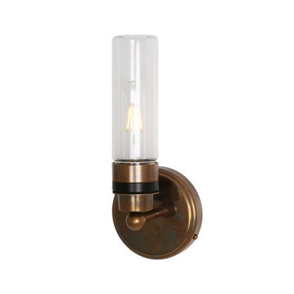 Firth Tube Glass and Brass Bathroom Wall Light 30cm IP65