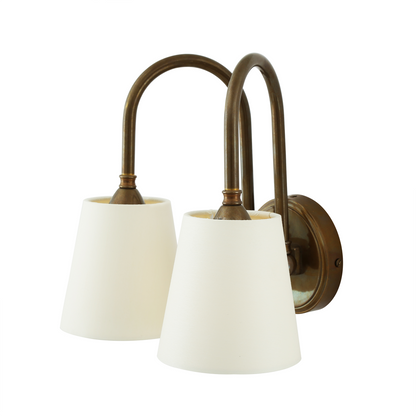 Uppsala Two-Arm Brass Wall Light with Fabric Shades 28cm IP20