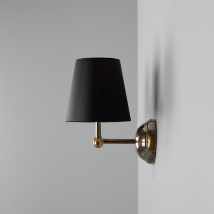 Busan Modern Brass Double Wall Light with Fabric Shades