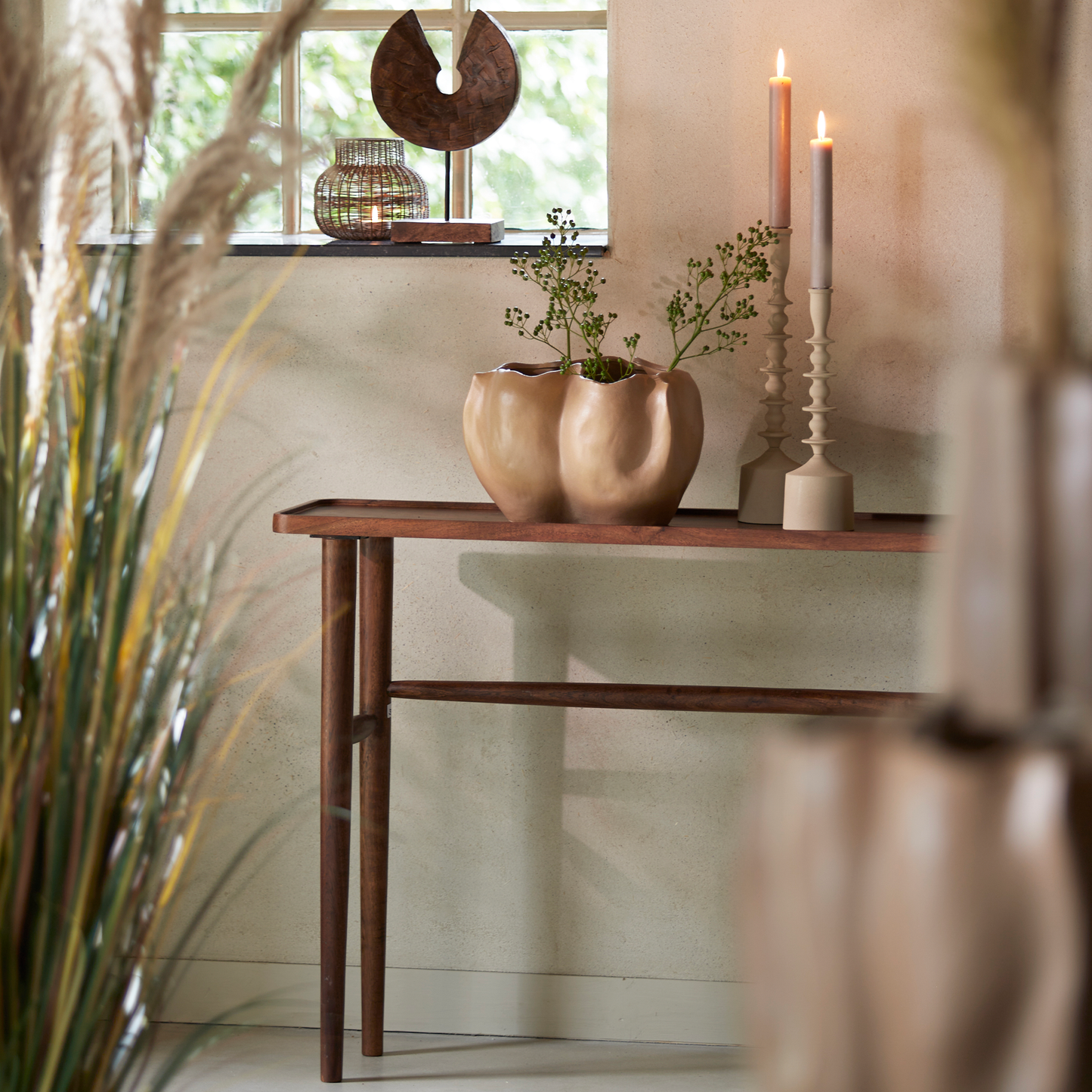 Qiano Large Acacia Wood Console Table