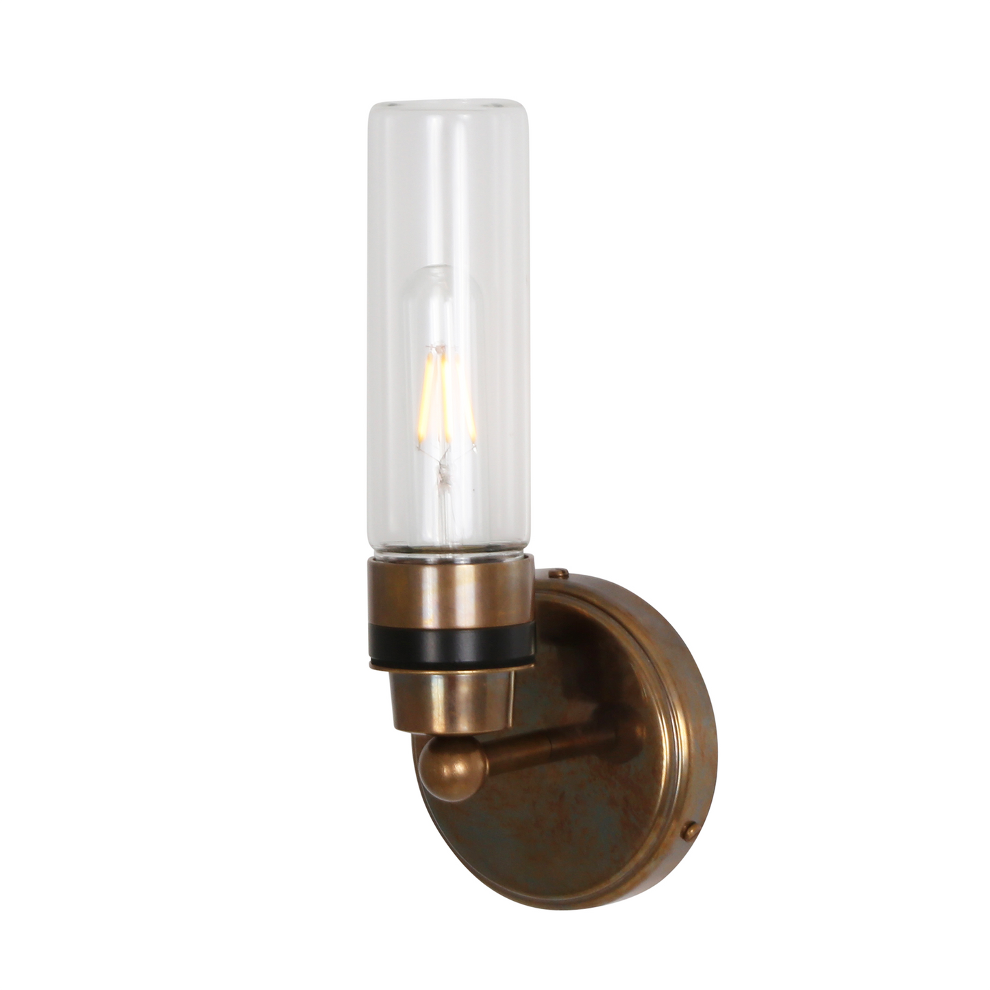 Firth Tube Glass and Brass Bathroom Wall Light 30cm IP65