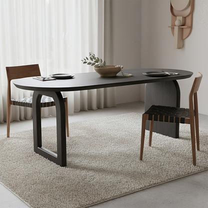 Bullnose Dining Table Mix Base Black