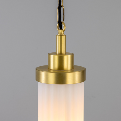 Louise Vintage Rippled Opal Glass and Brass Bathroom Pendant 52.5cm IP44