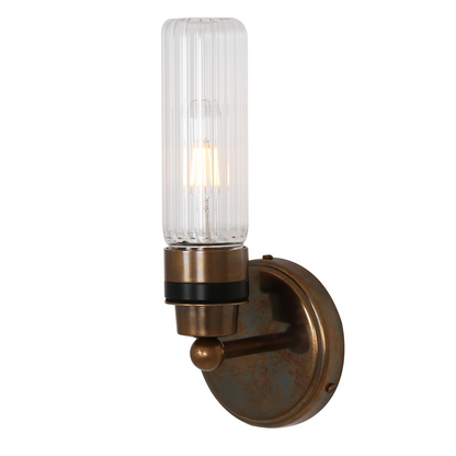 Firth Tube Glass and Brass Bathroom Wall Light 30cm IP65