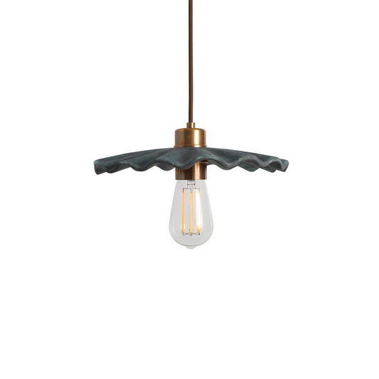 Kapok Organic Ceramic Pendant Light 27cm, Blue Earth