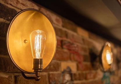 Chulainn Industrial Brass Dish Wall Light 25cm