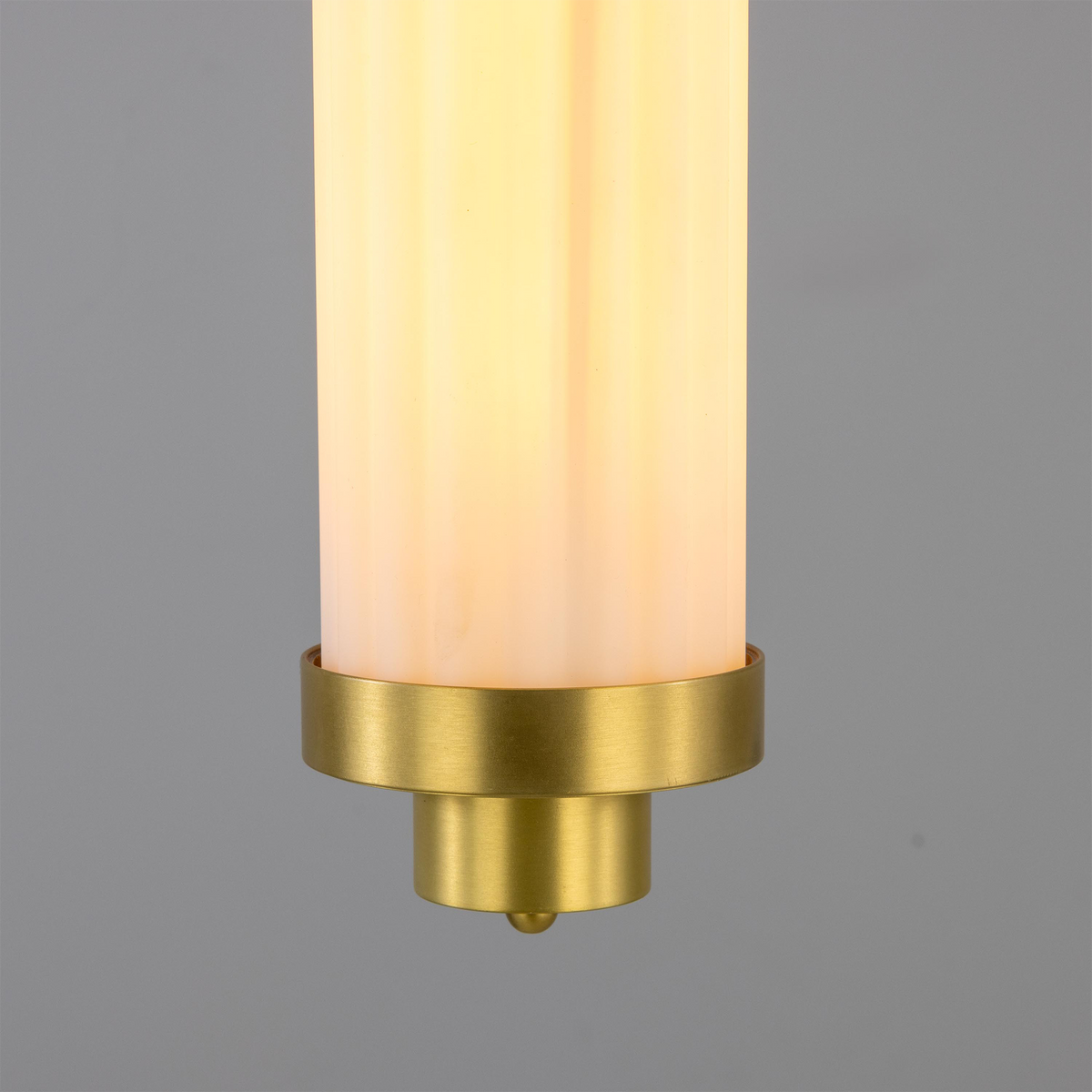 Louise Vintage Rippled Opal Glass and Brass Bathroom Pendant 52.5cm IP44