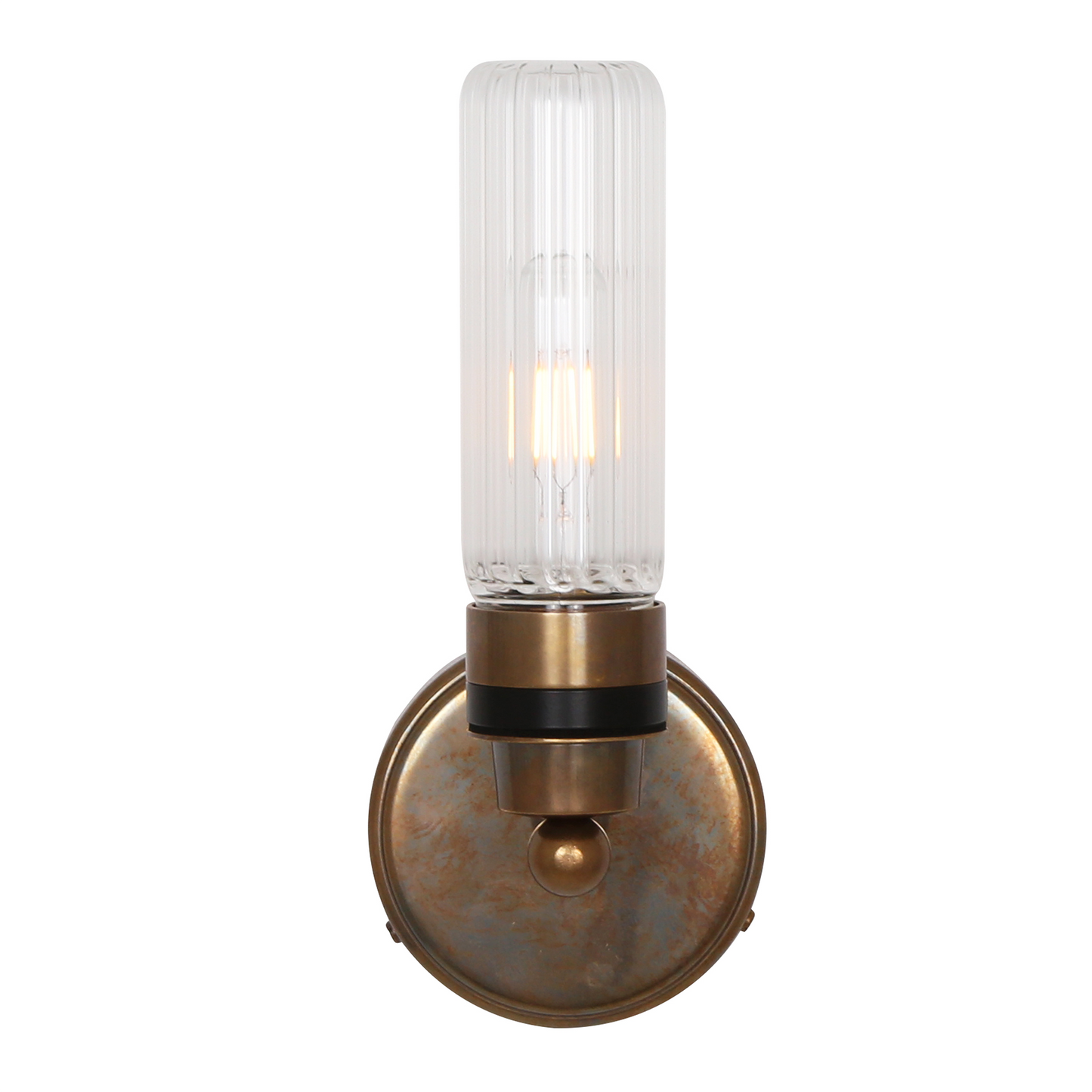 Firth Tube Glass and Brass Bathroom Wall Light 30cm IP65