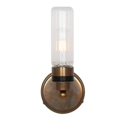 Firth Tube Glass and Brass Bathroom Wall Light 30cm IP65