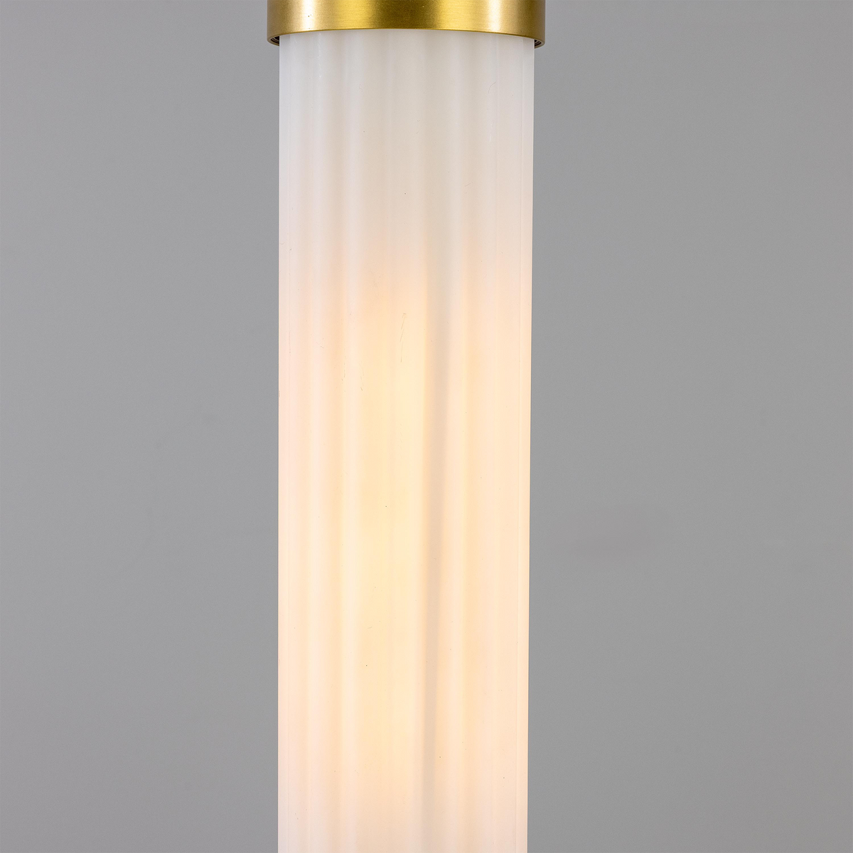 Louise Vintage Rippled Opal Glass and Brass Bathroom Pendant 52.5cm IP44