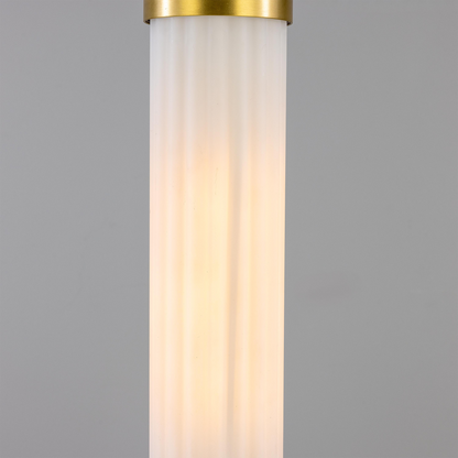 Louise Vintage Rippled Opal Glass and Brass Bathroom Pendant 52.5cm IP44