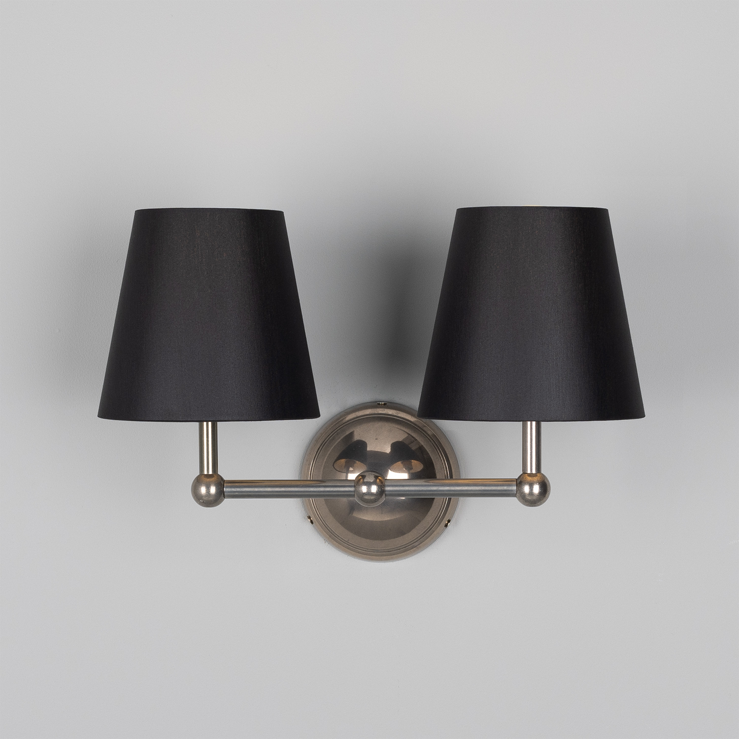 Busan Modern Brass Double Wall Light with Fabric Shades