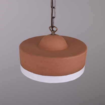 Seville Ceramic Mid-Century Modern Pendant Light, Terracotta and White Glaze