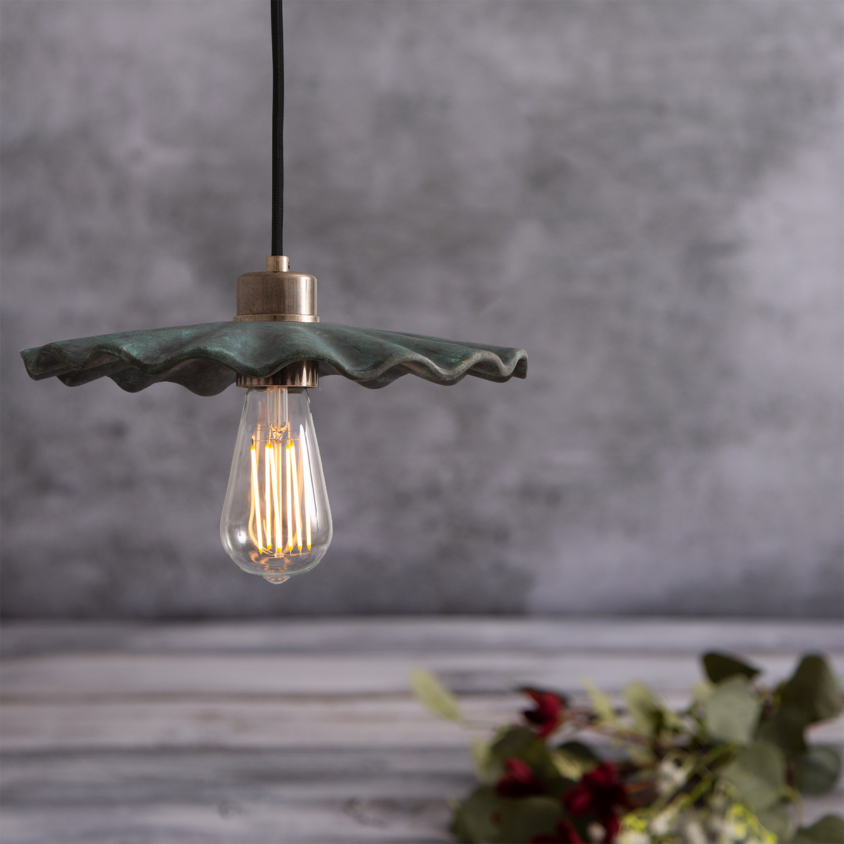 Kapok Organic Ceramic Pendant Light 27cm, Blue Earth