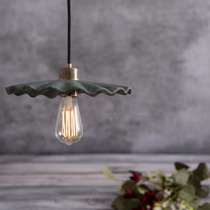 Kapok Organic Ceramic Pendant Light 27cm, Blue Earth