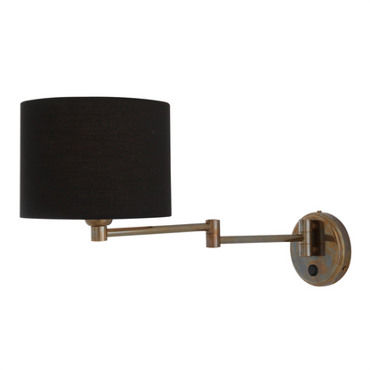 Kerry Swivel Arm Brass Wall Light with Fabric Shade