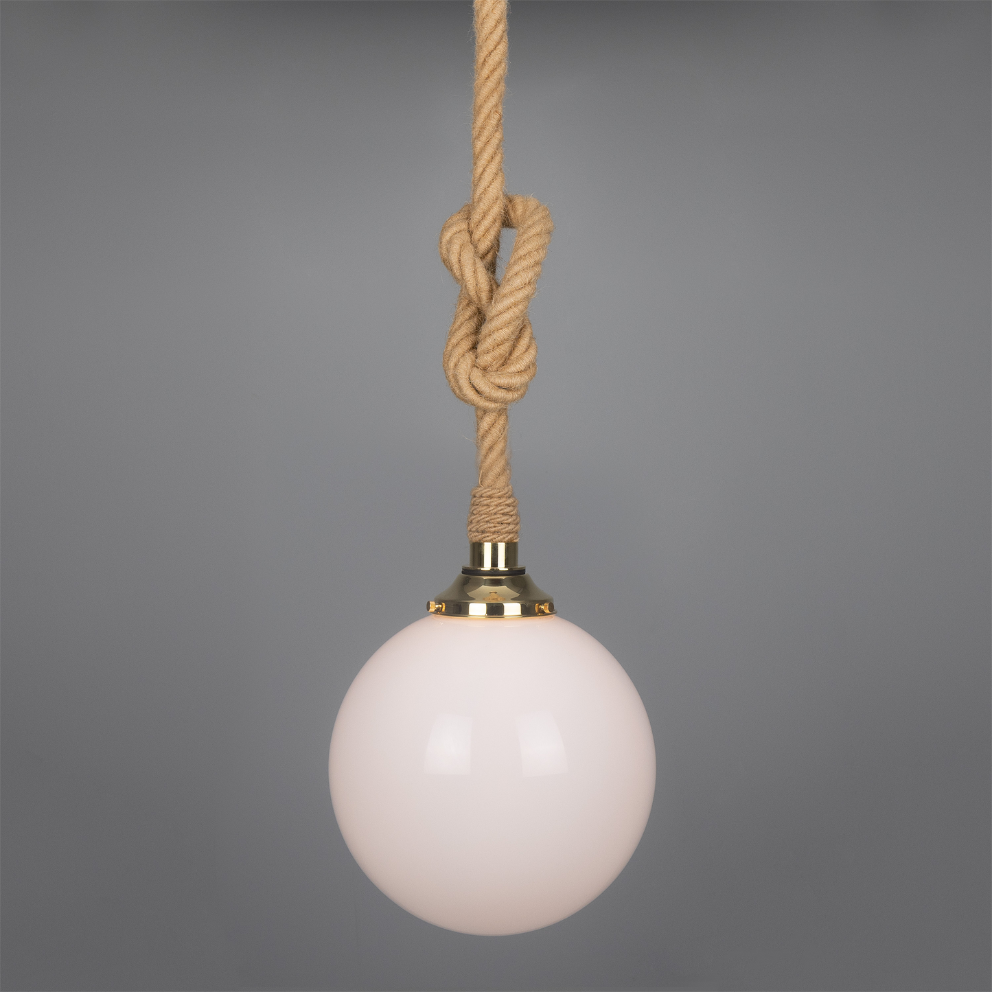 Azores Jute Rope Pendant Light with Opal Glass Globe 30cm IP44