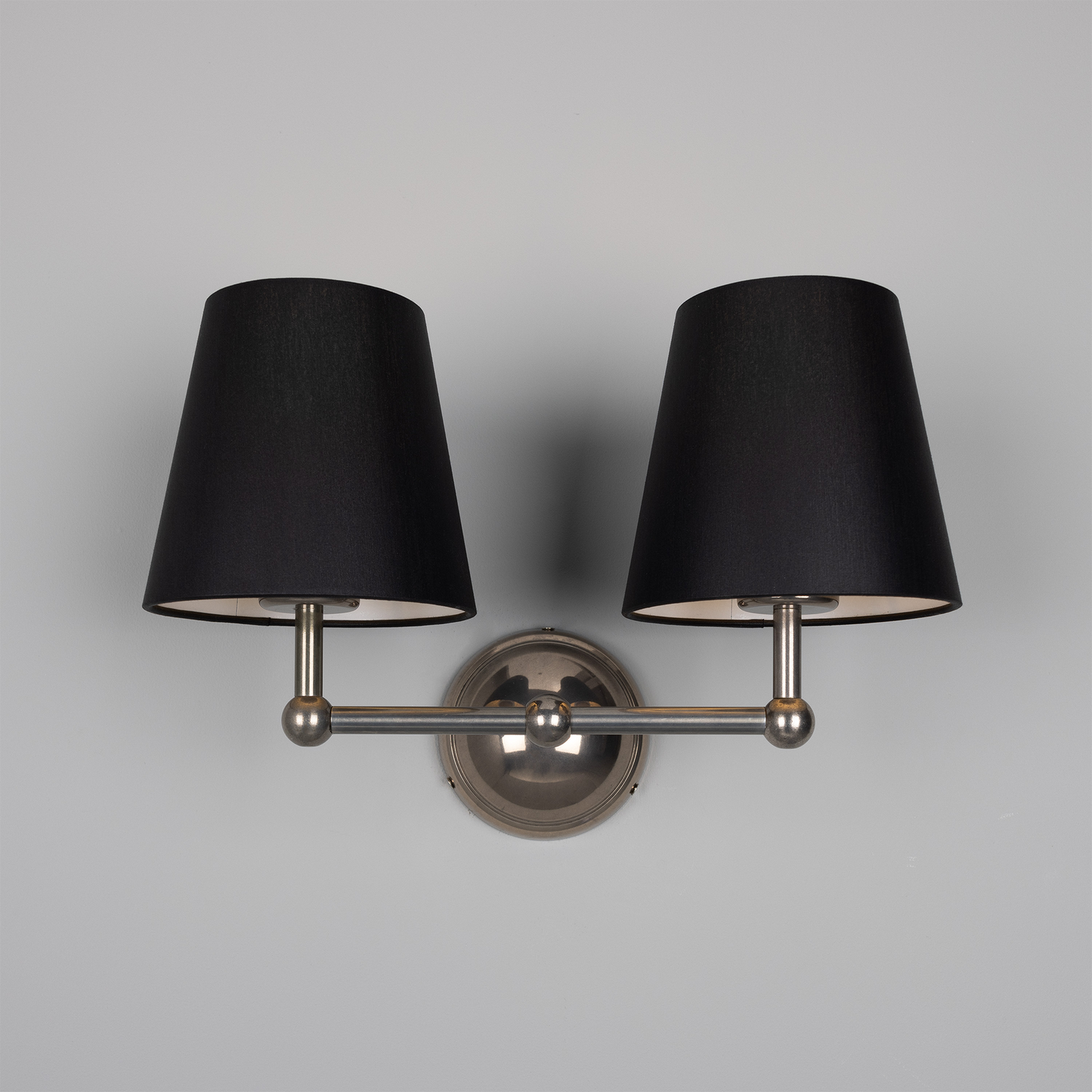 Busan Modern Brass Double Wall Light with Fabric Shades