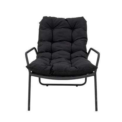 Boel Deck Chair with Stool Black Metal