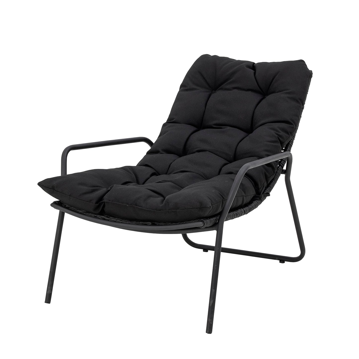Boel Deck Chair with Stool Black Metal