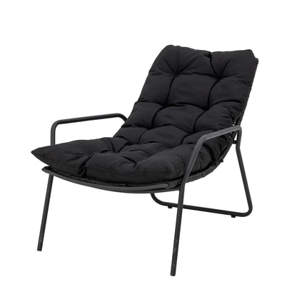 Boel Deck Chair with Stool Black Metal